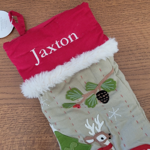 Pottery Barn Woodland Stocking Truck with Reindeer - Jaxton - red & tan - Picture 2 of 13